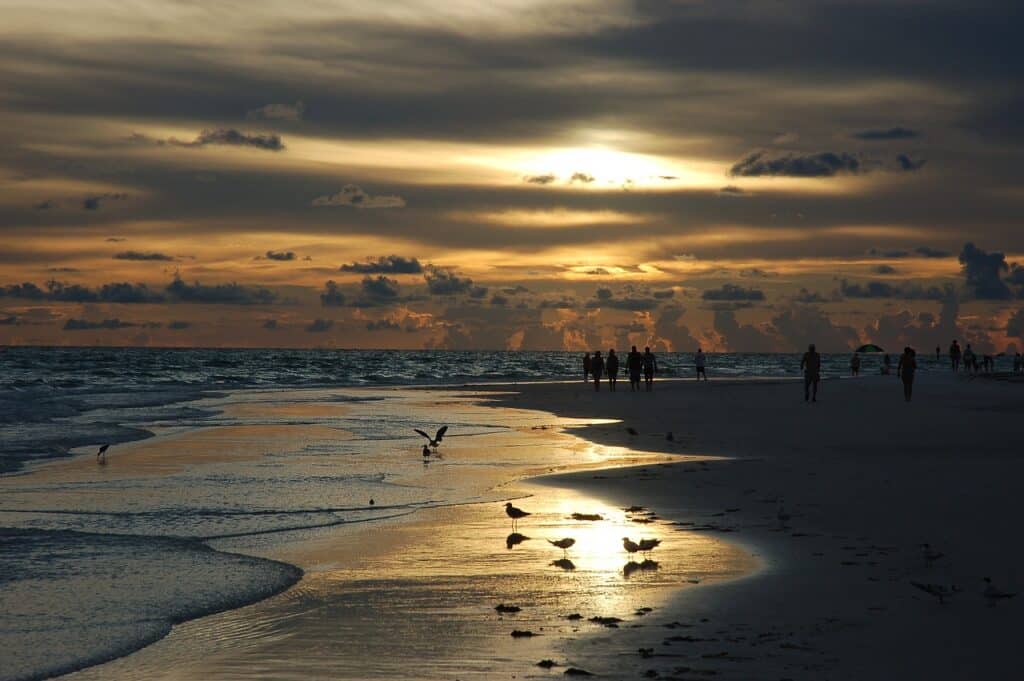 Florida keys beach at sunset