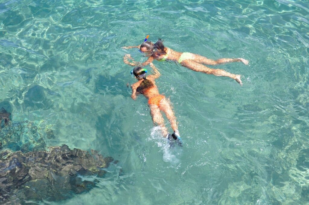 Snorkeling in the water